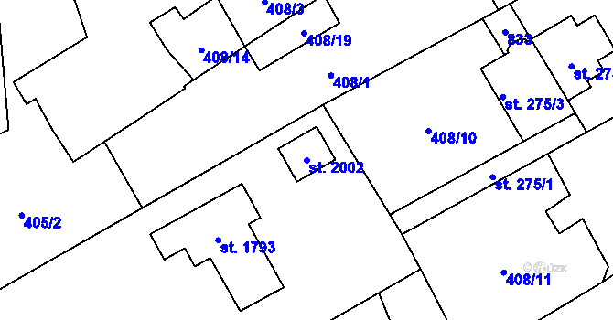 Parcela st. 2002 v KÚ Heřmanice, Katastrální mapa