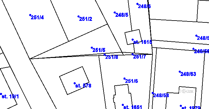 Parcela st. 251/8 v KÚ Heřmanice, Katastrální mapa