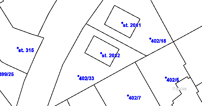 Parcela st. 2012 v KÚ Heřmanice, Katastrální mapa