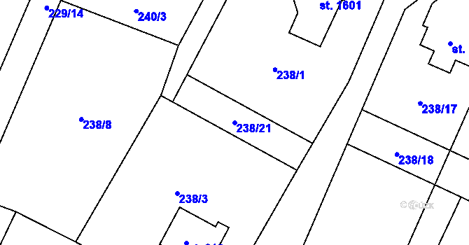 Parcela st. 238/21 v KÚ Heřmanice, Katastrální mapa