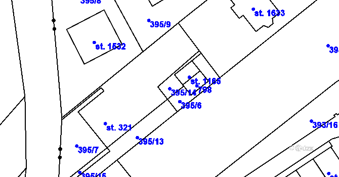 Parcela st. 395/14 v KÚ Heřmanice, Katastrální mapa