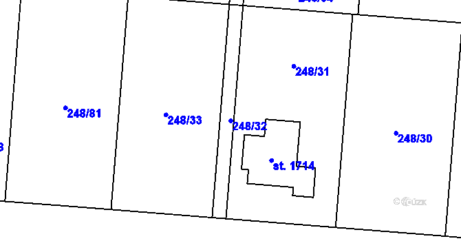 Parcela st. 248/32 v KÚ Heřmanice, Katastrální mapa