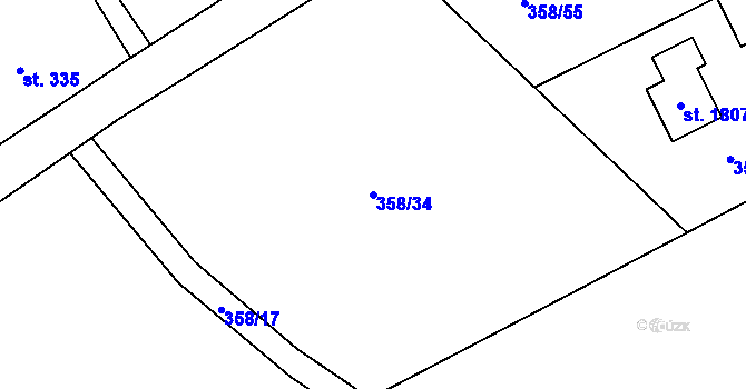 Parcela st. 358/34 v KÚ Heřmanice, Katastrální mapa