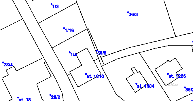 Parcela st. 36/5 v KÚ Heřmanice, Katastrální mapa