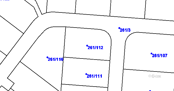 Parcela st. 261/112 v KÚ Heřmanice, Katastrální mapa