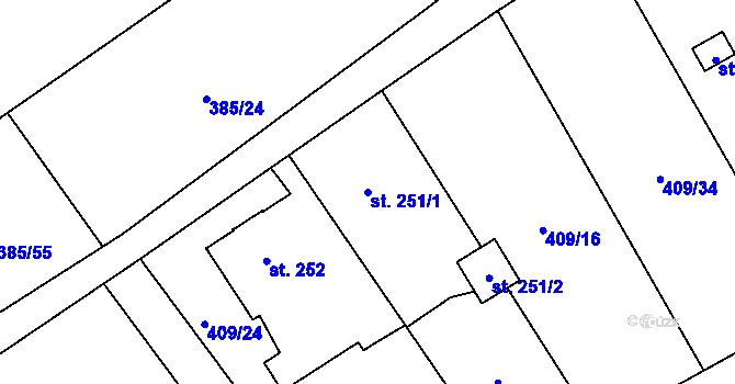 Parcela st. 251/1 v KÚ Heřmanice, Katastrální mapa