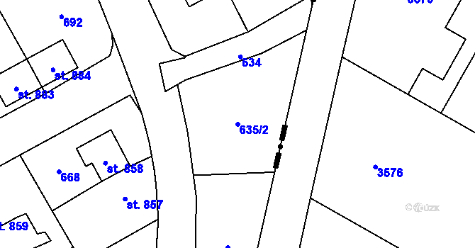 Parcela st. 635/2 v KÚ Heřmanice, Katastrální mapa