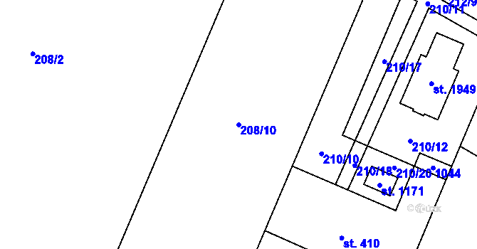 Parcela st. 208/10 v KÚ Heřmanice, Katastrální mapa