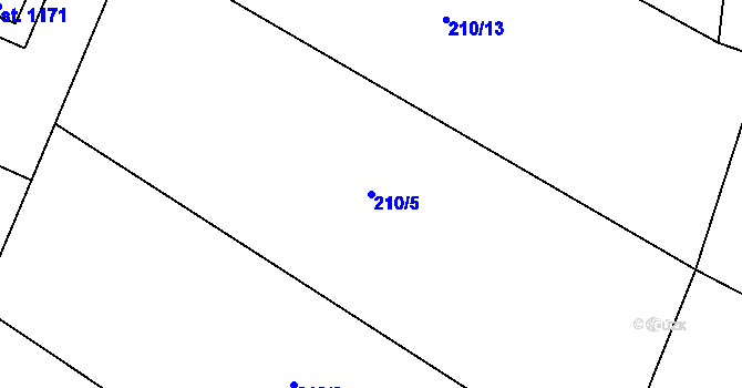 Parcela st. 210/5 v KÚ Heřmanice, Katastrální mapa