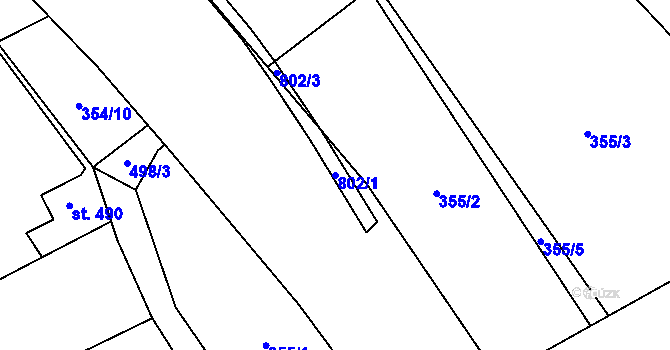 Parcela st. 802/1 v KÚ Heřmanice, Katastrální mapa