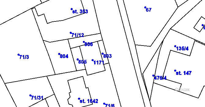 Parcela st. 803 v KÚ Heřmanice, Katastrální mapa