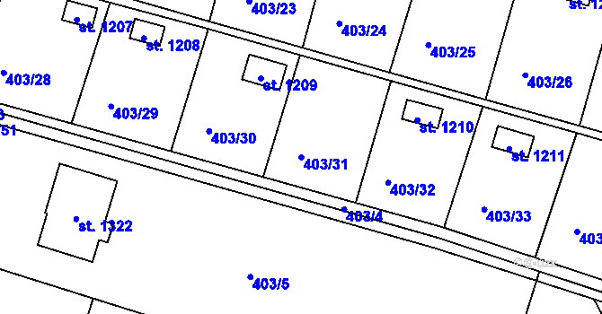 Parcela st. 403/31 v KÚ Michálkovice, Katastrální mapa
