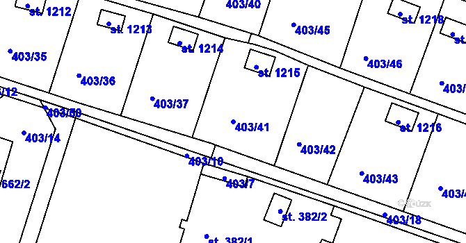 Parcela st. 403/41 v KÚ Michálkovice, Katastrální mapa