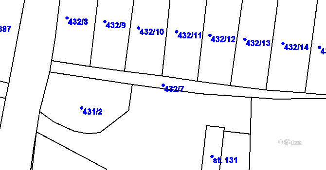 Parcela st. 432/7 v KÚ Michálkovice, Katastrální mapa