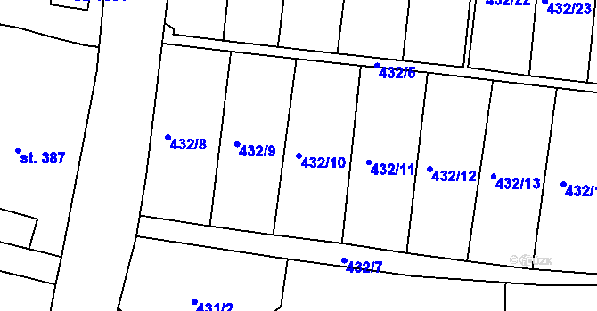 Parcela st. 432/10 v KÚ Michálkovice, Katastrální mapa