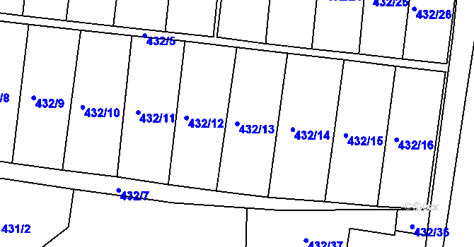 Parcela st. 432/13 v KÚ Michálkovice, Katastrální mapa