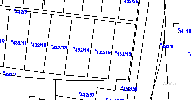 Parcela st. 432/15 v KÚ Michálkovice, Katastrální mapa