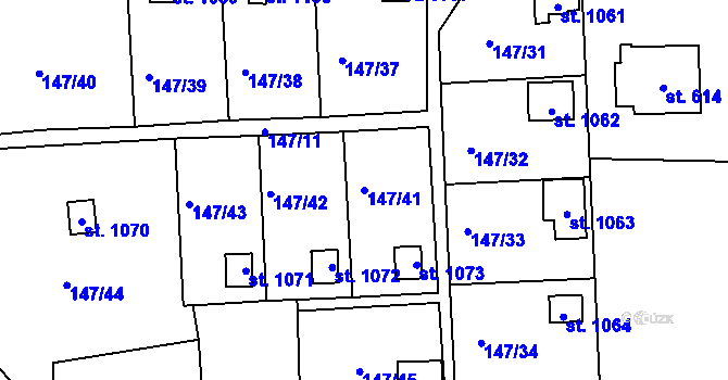 Parcela st. 147/41 v KÚ Michálkovice, Katastrální mapa