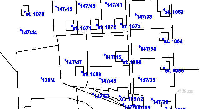Parcela st. 147/45 v KÚ Michálkovice, Katastrální mapa