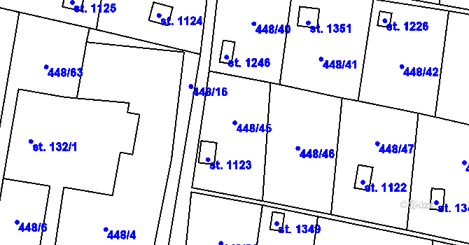 Parcela st. 448/45 v KÚ Michálkovice, Katastrální mapa