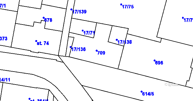 Parcela st. 709 v KÚ Michálkovice, Katastrální mapa