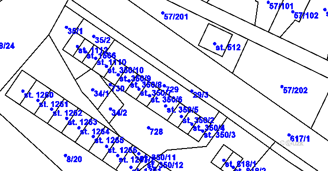 Parcela st. 729 v KÚ Michálkovice, Katastrální mapa