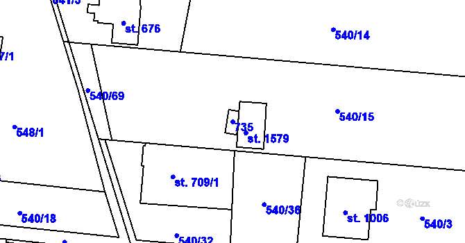 Parcela st. 735 v KÚ Michálkovice, Katastrální mapa