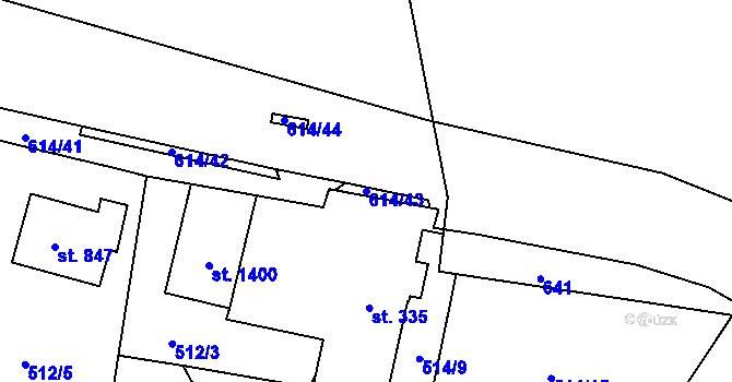 Parcela st. 614/43 v KÚ Michálkovice, Katastrální mapa