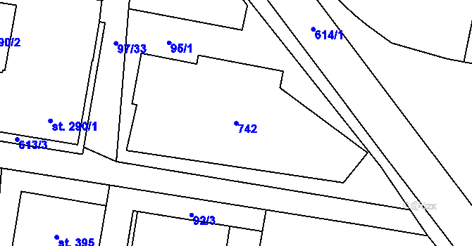 Parcela st. 742 v KÚ Michálkovice, Katastrální mapa