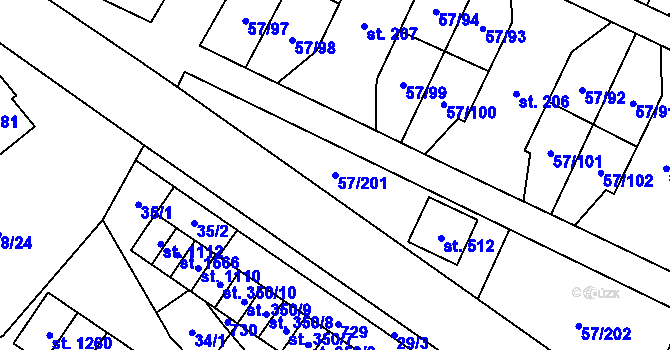 Parcela st. 57/201 v KÚ Michálkovice, Katastrální mapa