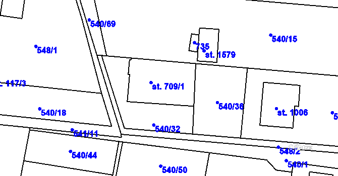 Parcela st. 709/2 v KÚ Michálkovice, Katastrální mapa