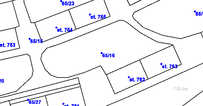 Parcela st. 65/16 v KÚ Michálkovice, Katastrální mapa