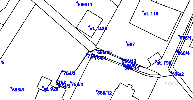 Parcela st. 566/15 v KÚ Michálkovice, Katastrální mapa