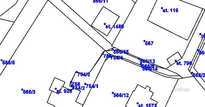 Parcela st. 756 v KÚ Michálkovice, Katastrální mapa