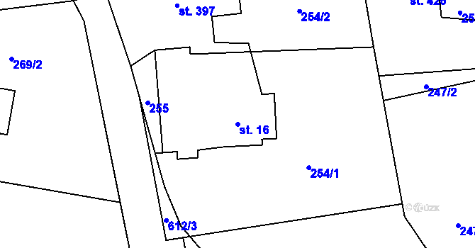 Parcela st. 16 v KÚ Michálkovice, Katastrální mapa