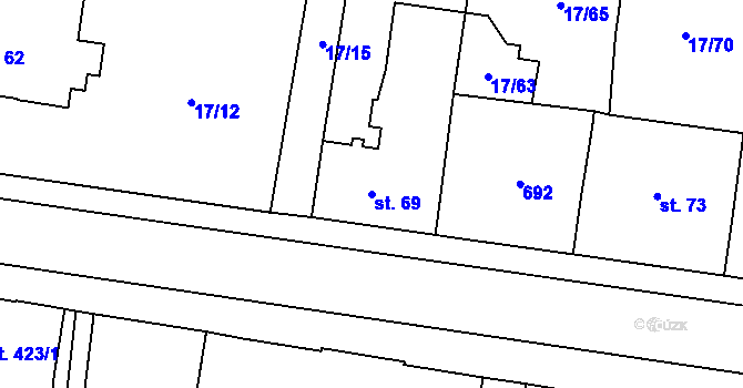 Parcela st. 69 v KÚ Michálkovice, Katastrální mapa