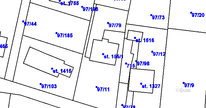 Parcela st. 155/1 v KÚ Michálkovice, Katastrální mapa