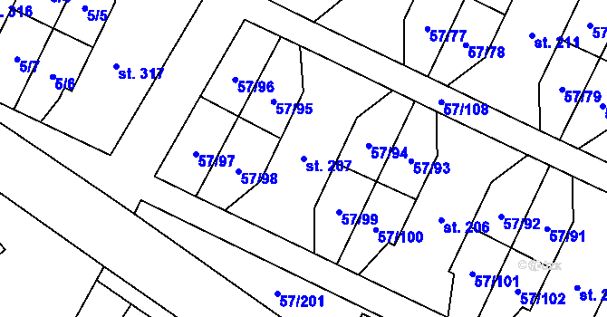 Parcela st. 207 v KÚ Michálkovice, Katastrální mapa