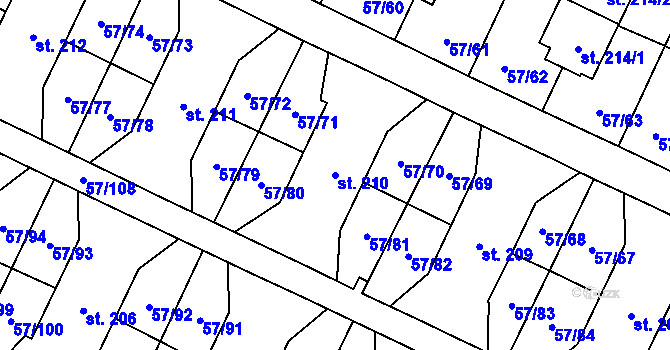 Parcela st. 210 v KÚ Michálkovice, Katastrální mapa