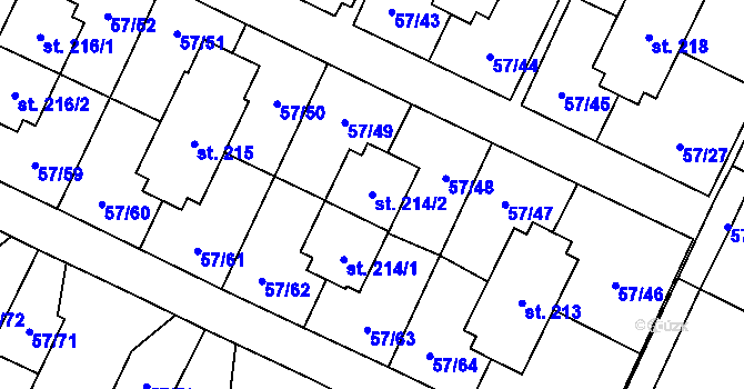 Parcela st. 214/2 v KÚ Michálkovice, Katastrální mapa