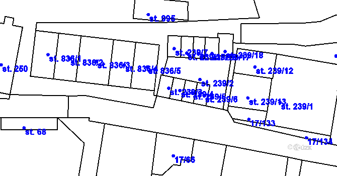 Parcela st. 239/3 v KÚ Michálkovice, Katastrální mapa