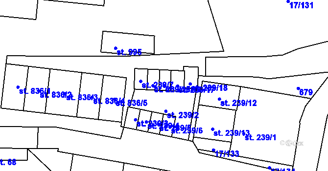 Parcela st. 239/16 v KÚ Michálkovice, Katastrální mapa