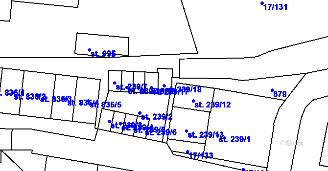 Parcela st. 239/18 v KÚ Michálkovice, Katastrální mapa