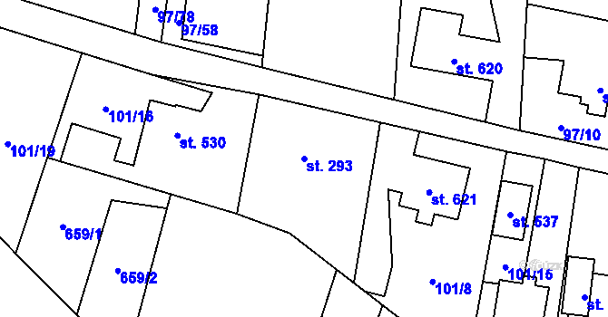 Parcela st. 293 v KÚ Michálkovice, Katastrální mapa