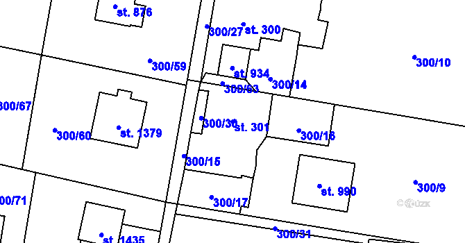Parcela st. 301 v KÚ Michálkovice, Katastrální mapa