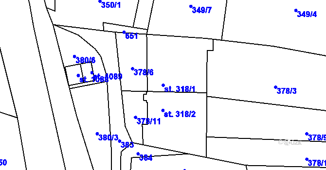 Parcela st. 318/1 v KÚ Michálkovice, Katastrální mapa