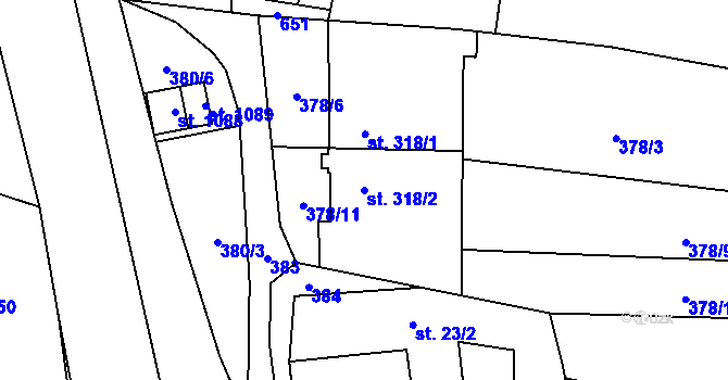 Parcela st. 318/2 v KÚ Michálkovice, Katastrální mapa