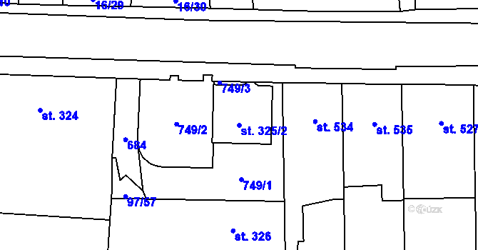 Parcela st. 325/2 v KÚ Michálkovice, Katastrální mapa