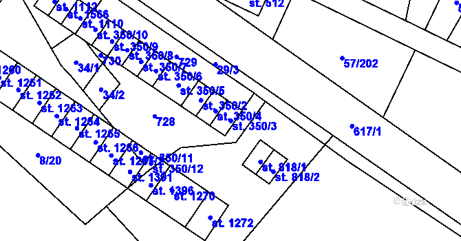 Parcela st. 350/3 v KÚ Michálkovice, Katastrální mapa