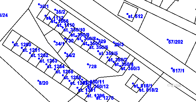 Parcela st. 350/5 v KÚ Michálkovice, Katastrální mapa